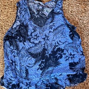 a.n.a Blue and Black Floral Tank Top